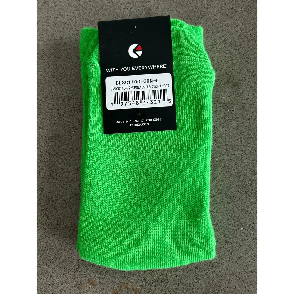 Ethika Boys Crew Socks 4 Pair Bundle Black Blue Green White Yellow Size L 2-5.5